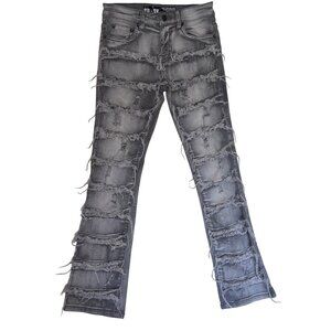 Boys Spark Premium Distressed Denim Jeans Gray Frayed Ripped Design size 12
